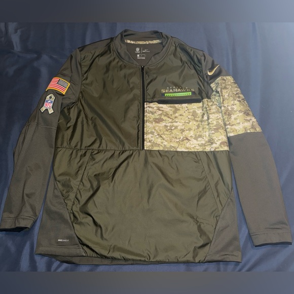 Nike Seattle Seahawks Salute To Service Size L 1/2 Zip Jacket Camo Nike Shield - Picture 3 of 13